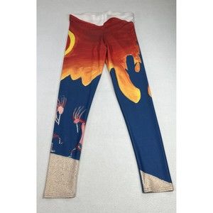 Fashioning Art Leggings Women's M Red Multicolored Kokopelli Wearable Art